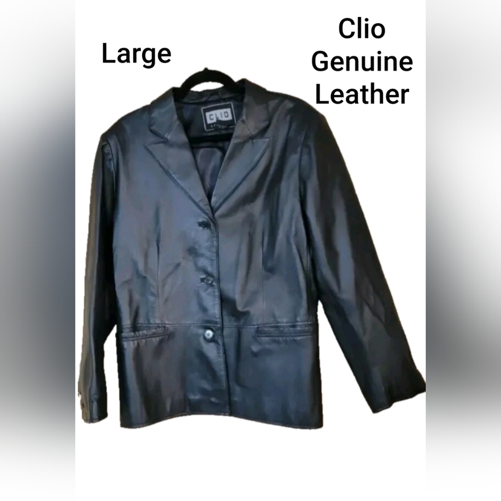 Clio Black REAL Leather Jacket - Women's Large